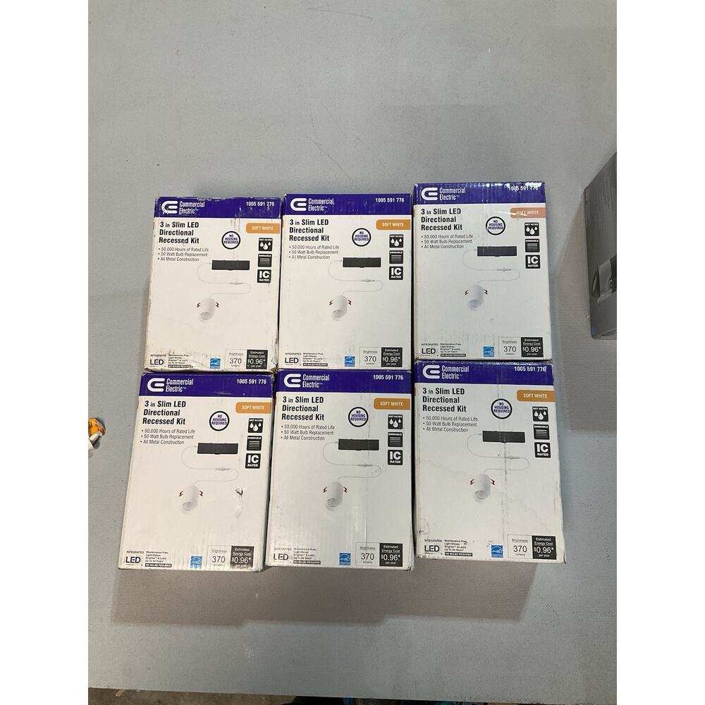 LOT OF 6 Commercial Electric 3 in. Slim LED Directional LED Recessed Light White